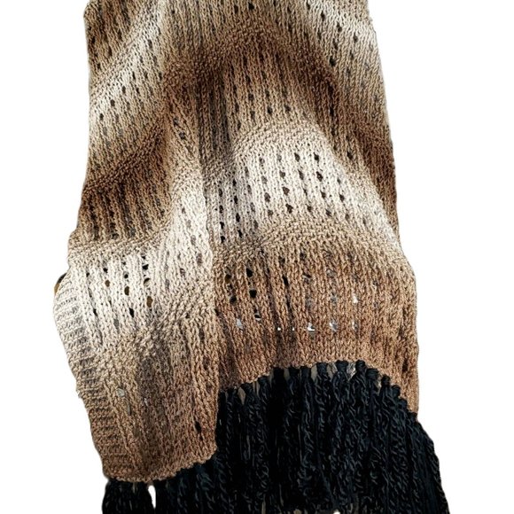 NEW Brown Beige Ombre Handmade Knitted Afghan